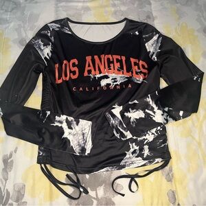 Los Angeles California Shirt w/ side drawstrings polyester and spandex material